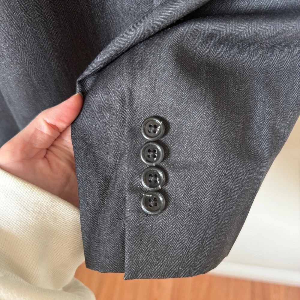 Brooks Brothers Wool Striped Grey Suit Jacket Blazer Single Breasted 50L